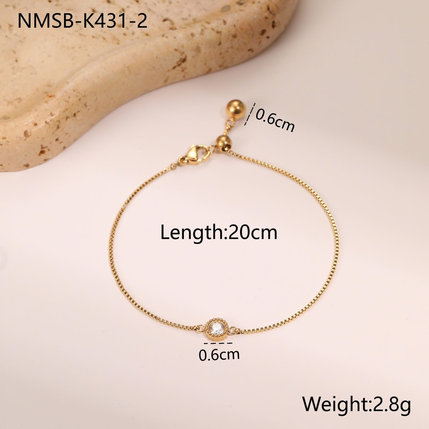 Fashionable Heart-Shaped Zirconia-Set Stainless Steel Bracelet with 18K Gold Plating for Women