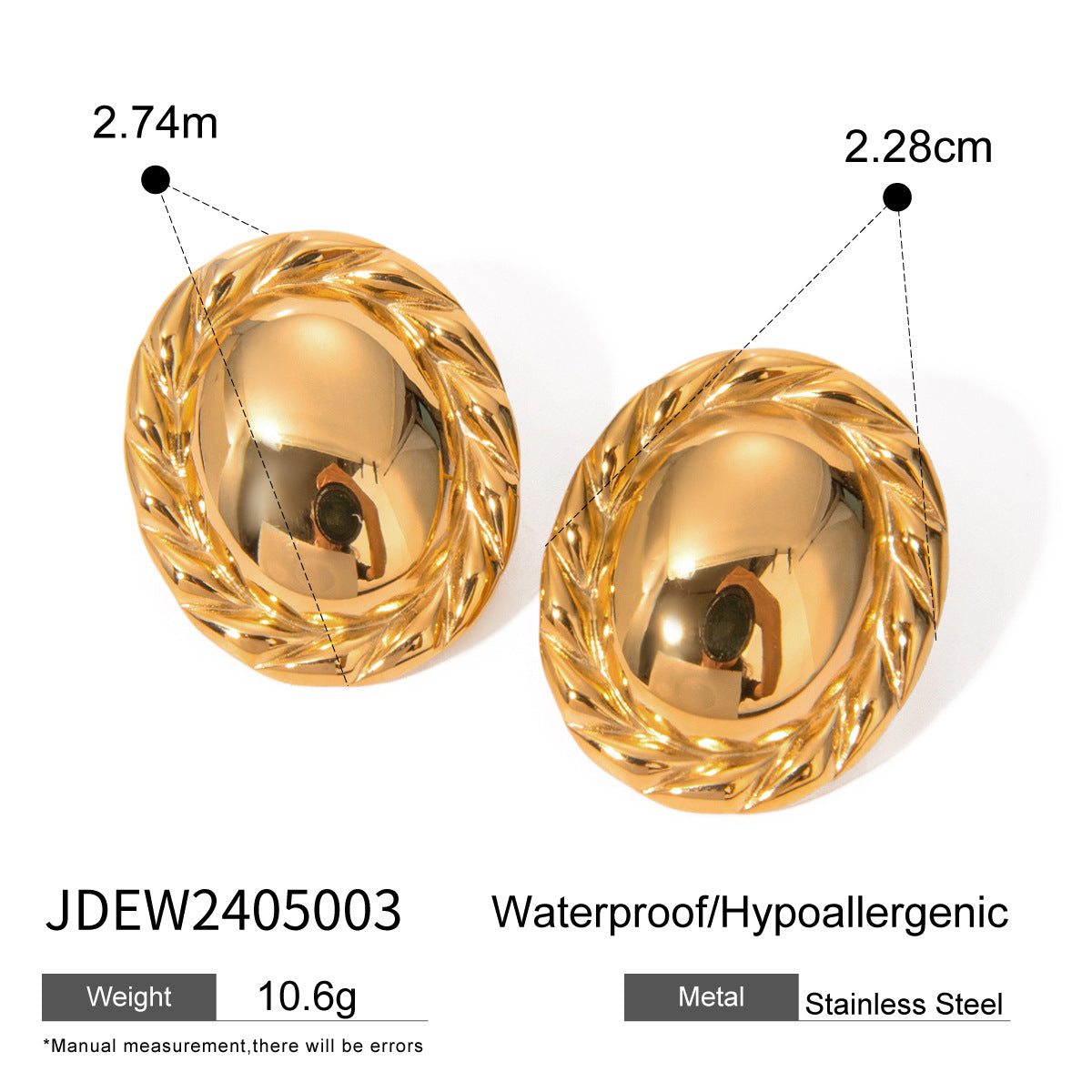 Elegant Geometric Round Cubic Zirconia Plated Stainless Steel Earrings for Women