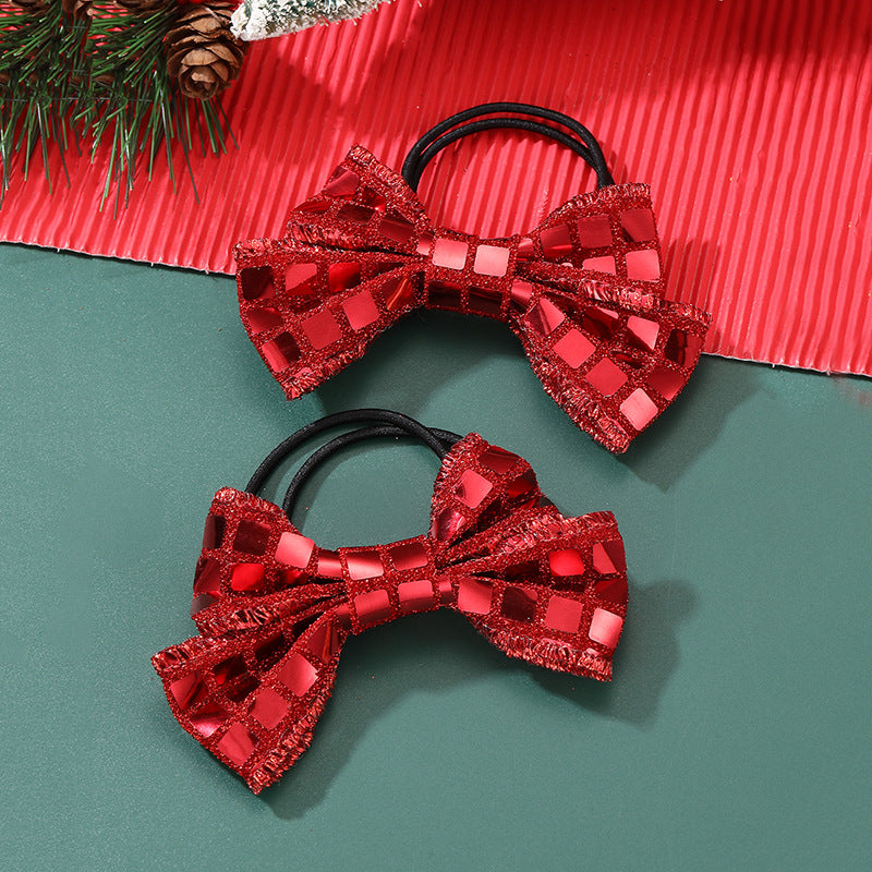 Natural Style Bow-Shaped Hair Clip for Girls Made of Plastic Resin with Ruffled and Mesh Details for Christmas and New Year