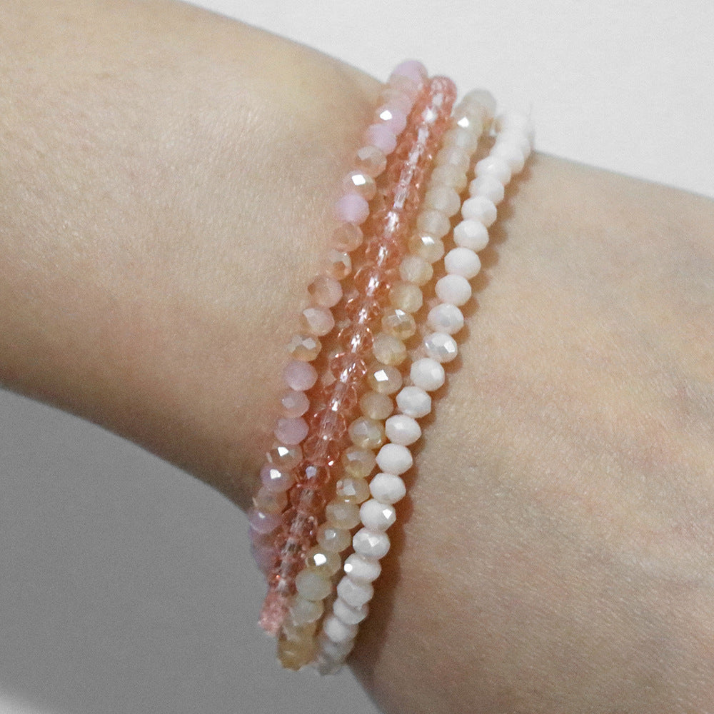Sweet Geometric Crystal Bracelet with Cubic Zirconia Inlay Unisex Elastic String Bangle