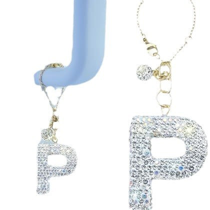 Rhinestone Inlaid Letter Resin Charm Bar
