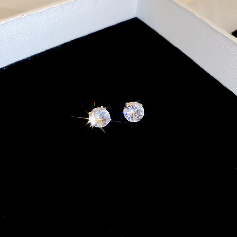Aretes minimalistas geométricos de circonita para mujer con postes de plata de ley 925