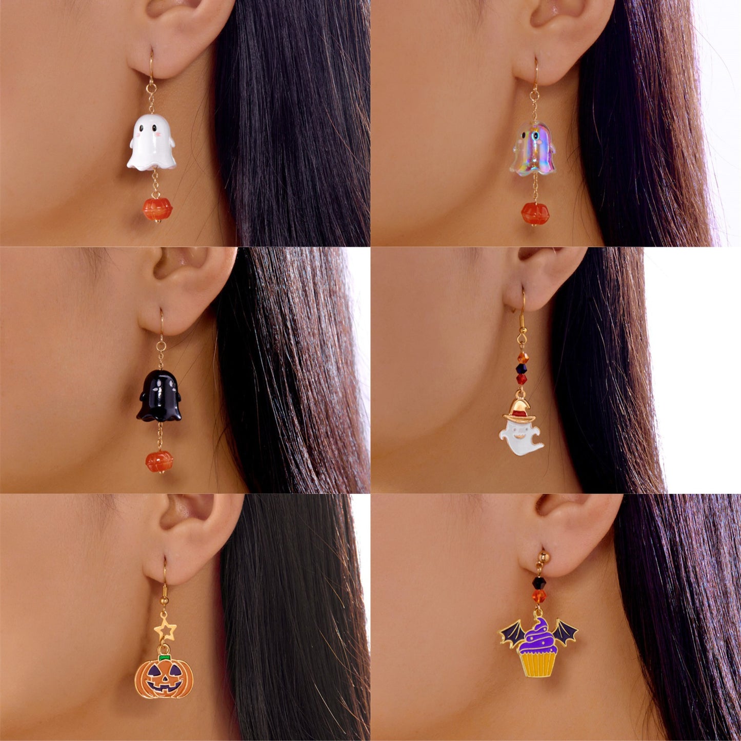 Pendientes de aleación con colgante de fantasma de calabaza de Halloween, dulces y atrevidos, galvanizados para fiestas de disfraces unisex