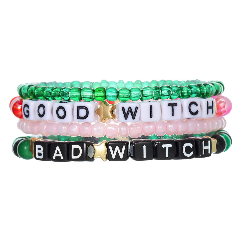 Streetwear Handmade Acrylic Letter Beaded Bracelet Unisex