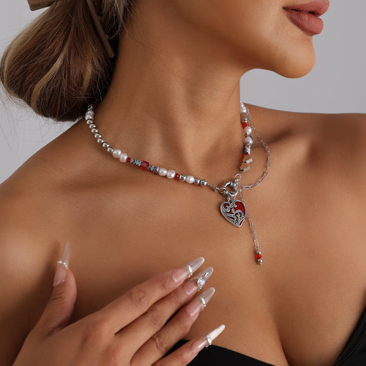 Sweet Streetwear Heart Geometric Alloy Plated Necklace for Women