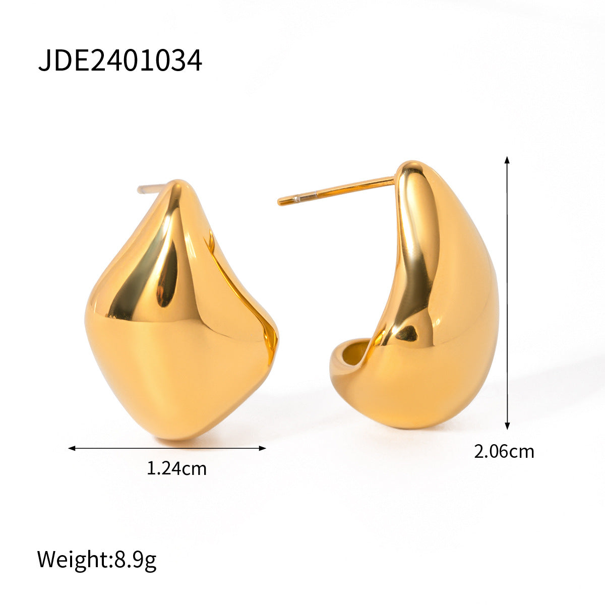 Orecchini Minimalisti a Goccia in Acciaio Inossidabile con Placcatura in Oro 18K, Gioielli per Orecchie Leggeri e di Lusso da Donna