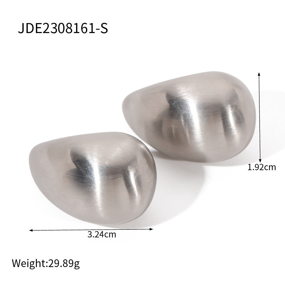 Minimalist Geometric Stainless Steel Bracelet Ring and Earrings Set with Polished Finish