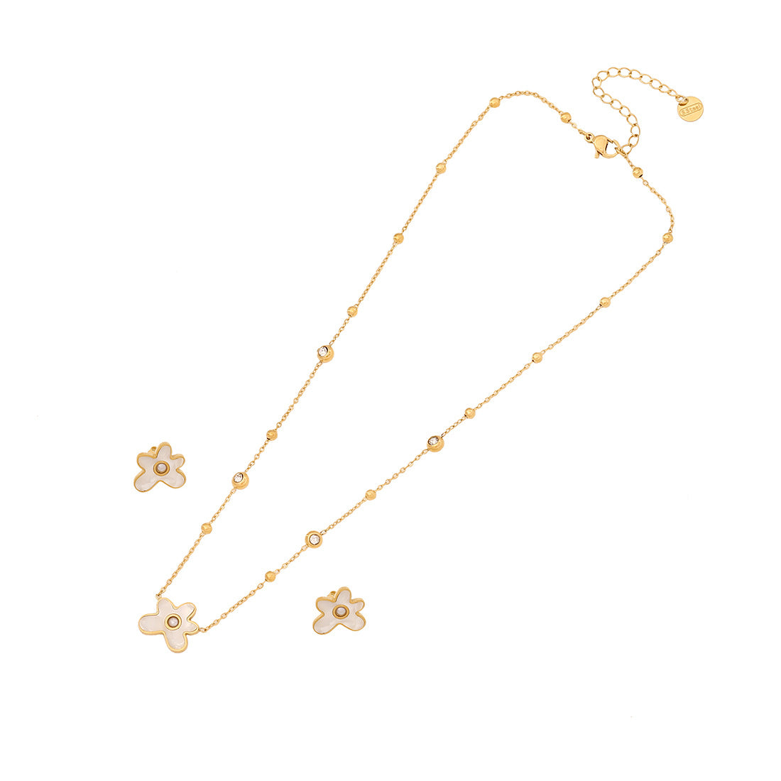 Geometric Cloud Pendant Necklace in Stainless Steel with Plated Finish for Women