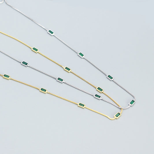 Collar colgante geométrico minimalista para mujer en plata de ley 925 con cadena tipo O
