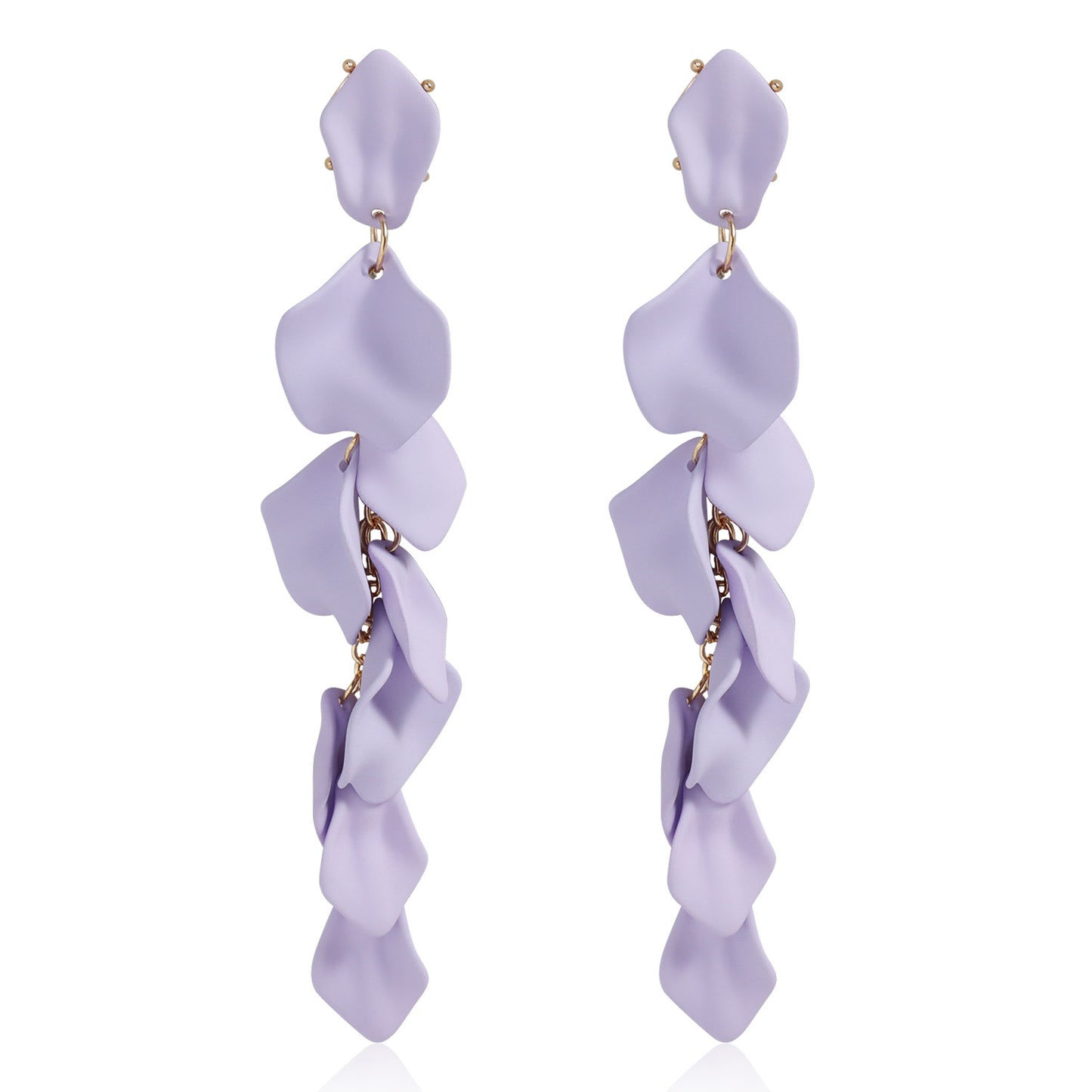 Elegant Floral-Petal Shaped Zinc Alloy Stud Earrings with Plated Finish for Women Vintage and Artistic Style