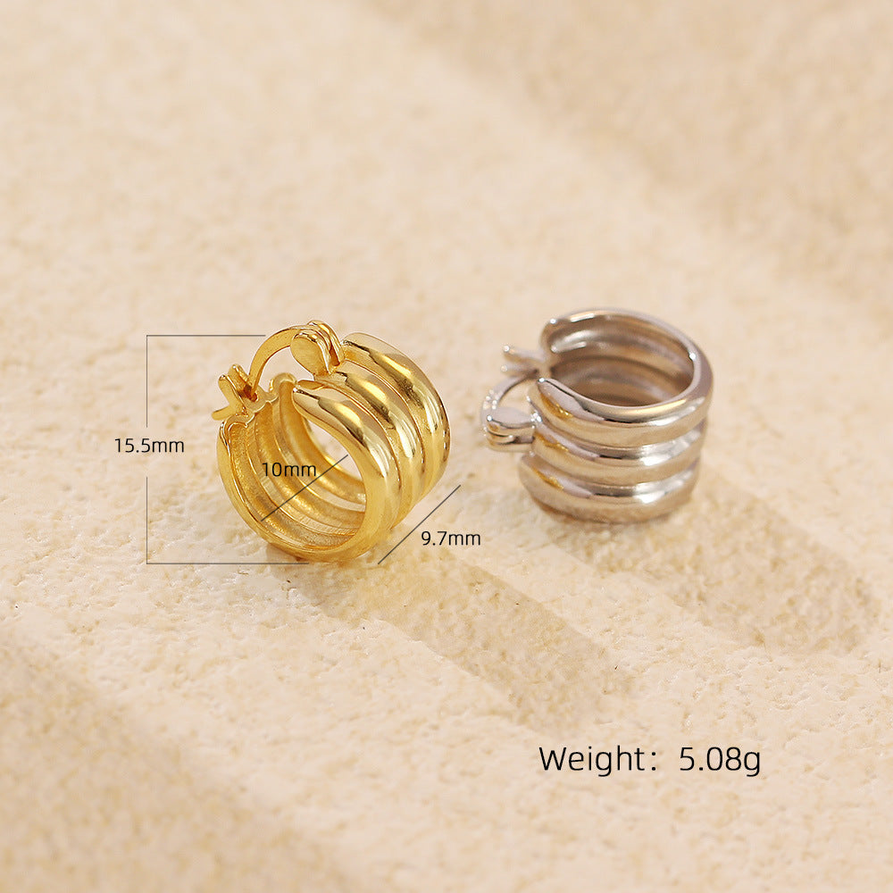 Minimalist Elegant 925 Sterling Silver Geometric Plated Hoop Earrings for Women