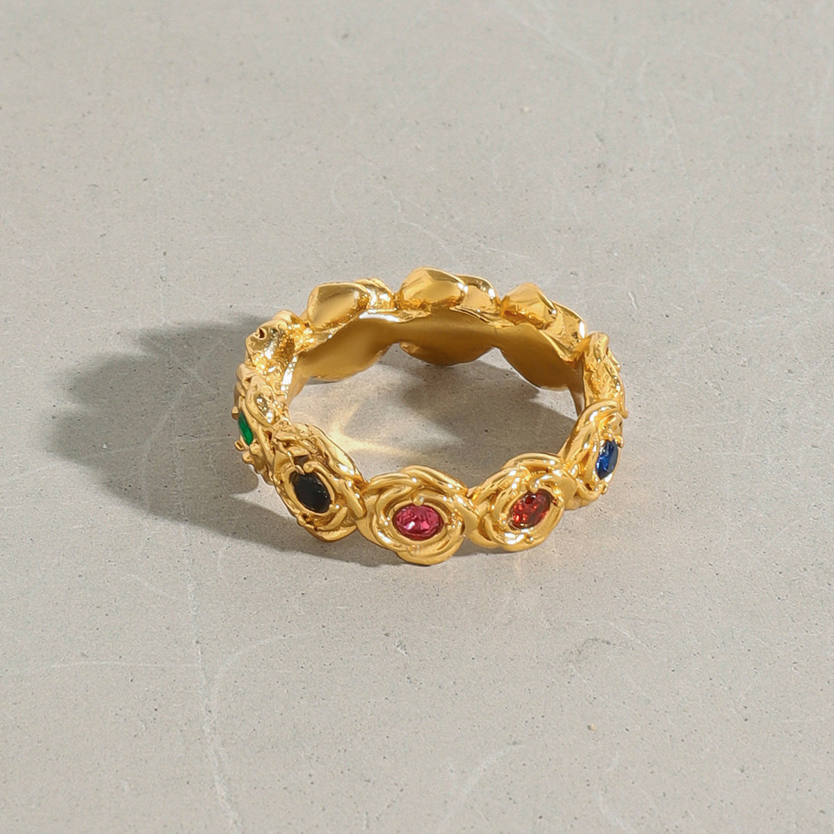 Anello a forma di fiore di rosa geometrico in acciaio al titanio con intarsio di strass per donna, gioielli di moda in acciaio inossidabile placcato