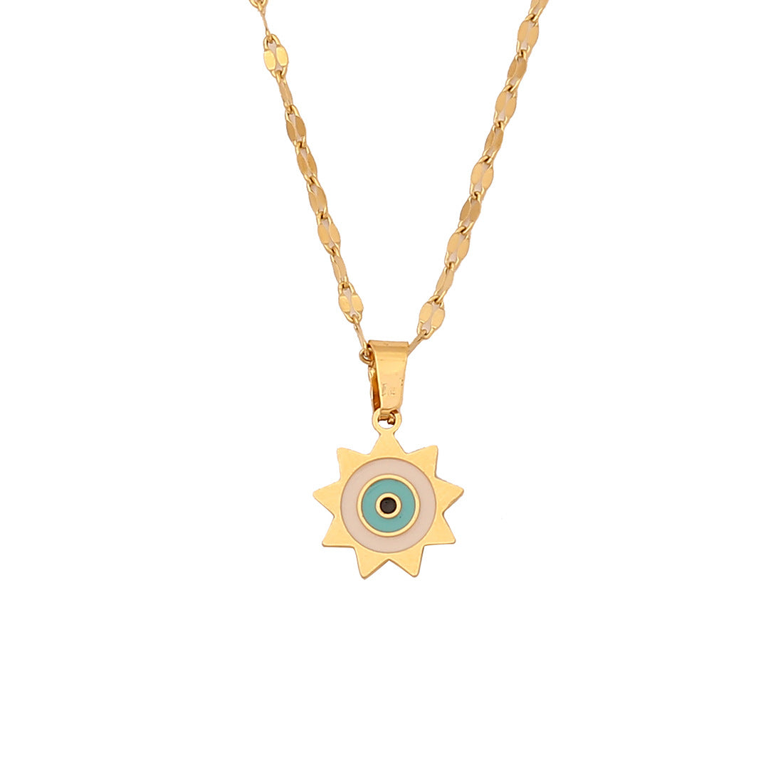 Collana Personalizzata in Acciaio Inossidabile con Smalto Geometrico a Occhio