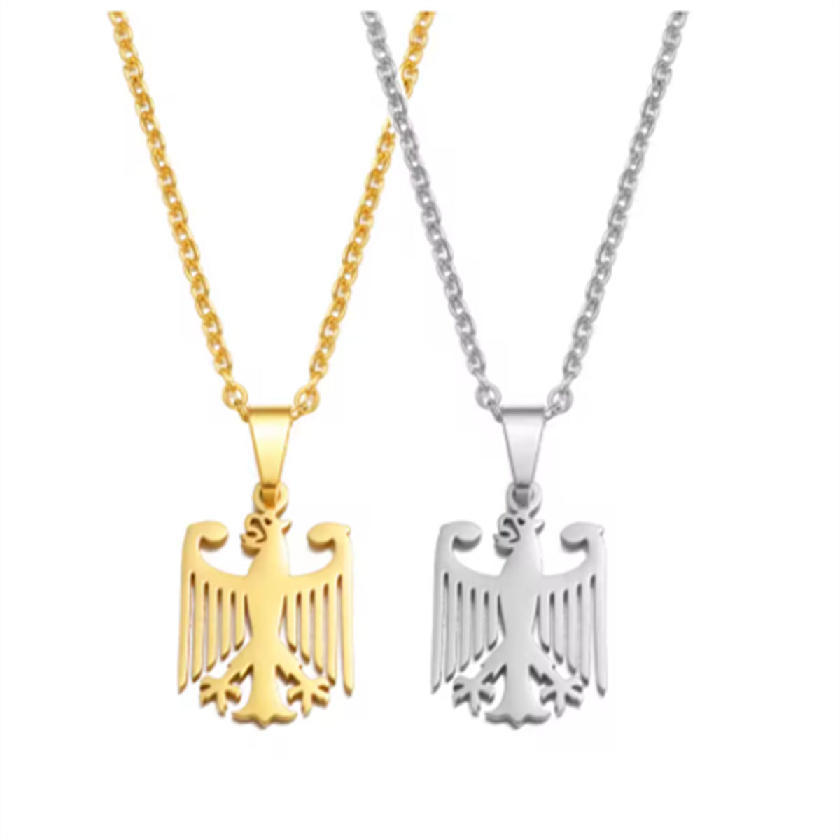 Geometric Stainless Steel Eagle Pendant Necklace with Polished Finish for Unisex Wear