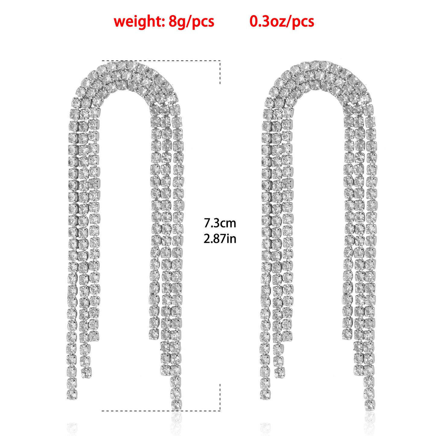 Geometric Style Long Dangle Earrings for Women with Rhinestone Accents and Plated Metal Finish