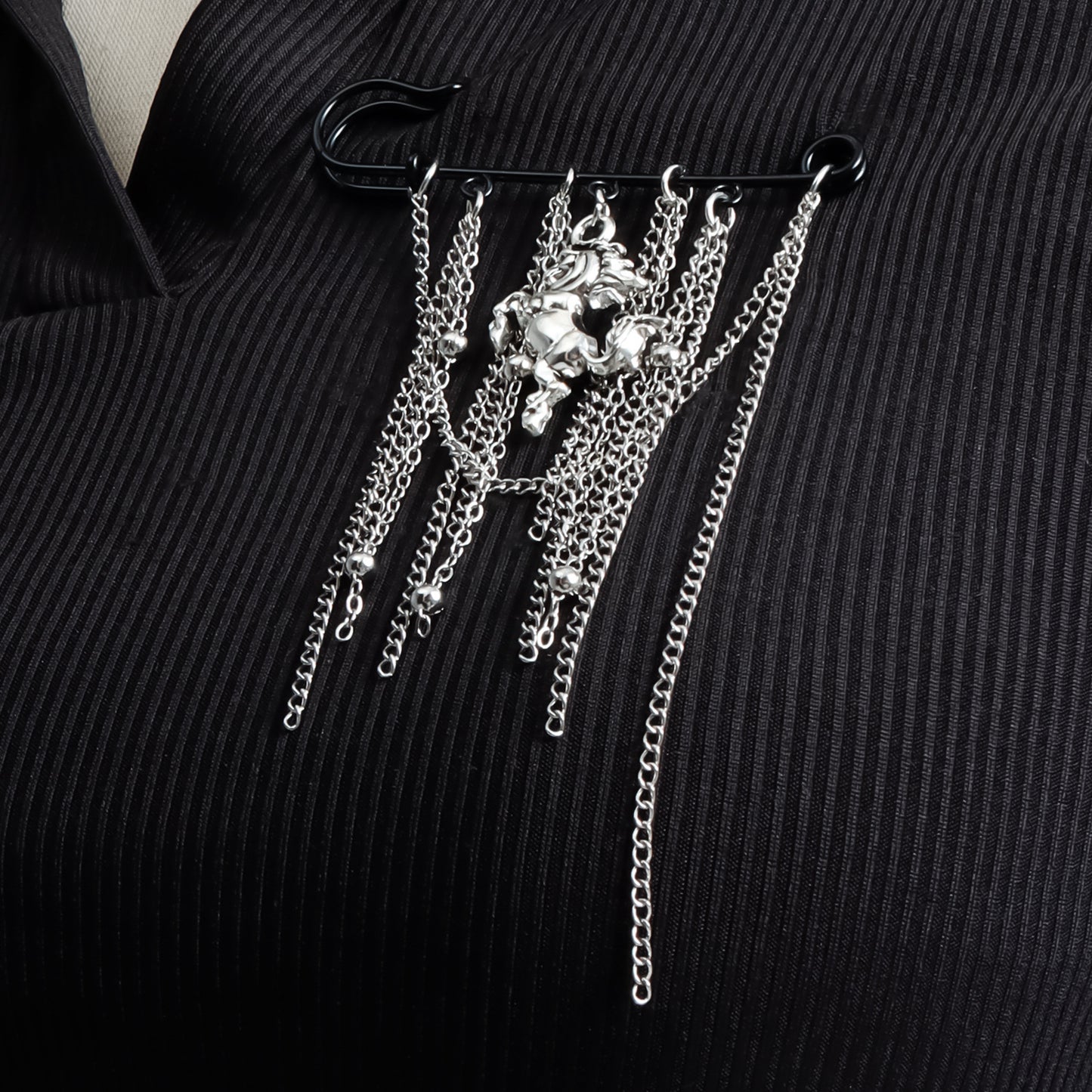 Geometric Two-Tone Alloy Plated Tassel Brooch for Women
