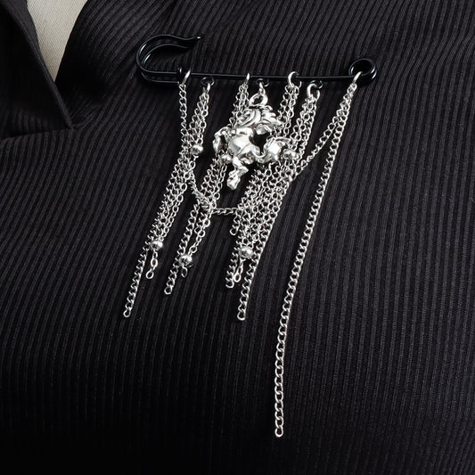 Geometric Two-Tone Alloy Plated Tassel Brooch for Women