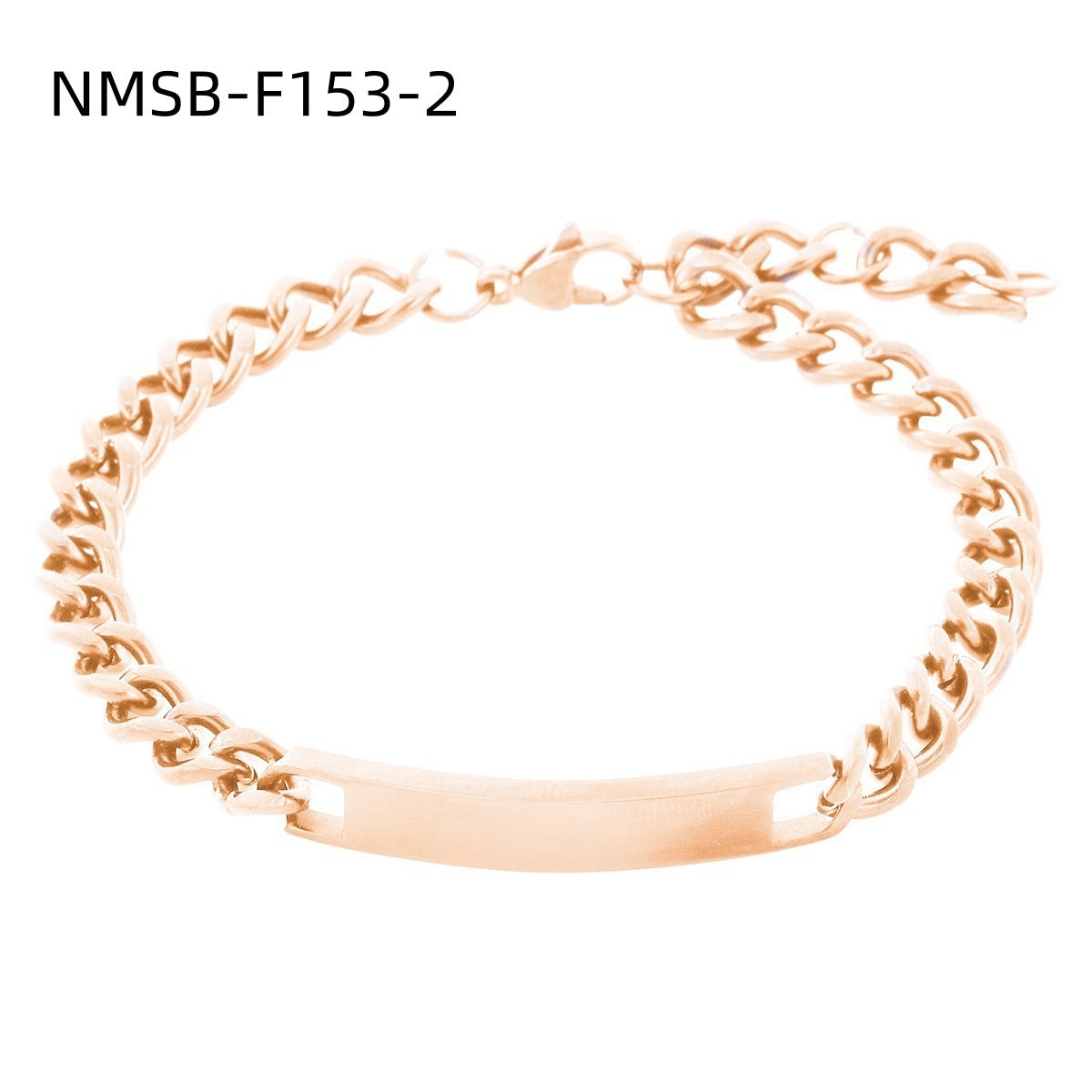18K Gold Plated Geometric Rectangle Titanium Steel DIY Charm Bar Bracelet for Women