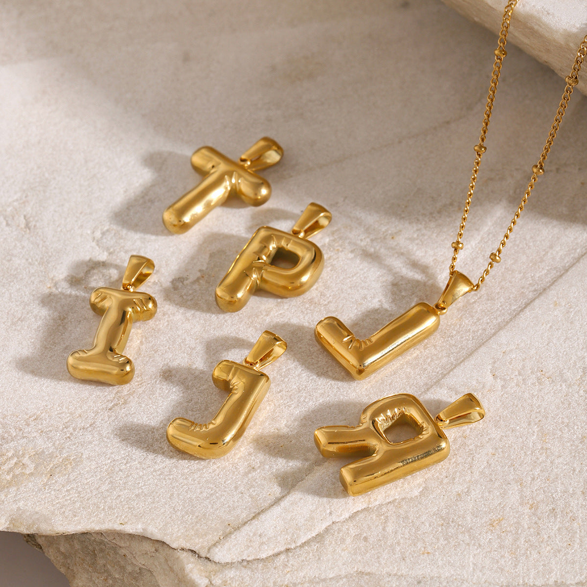 Minimalist Stainless Steel Letter Pendant Necklace Plated Titanium Steel Chain for Women