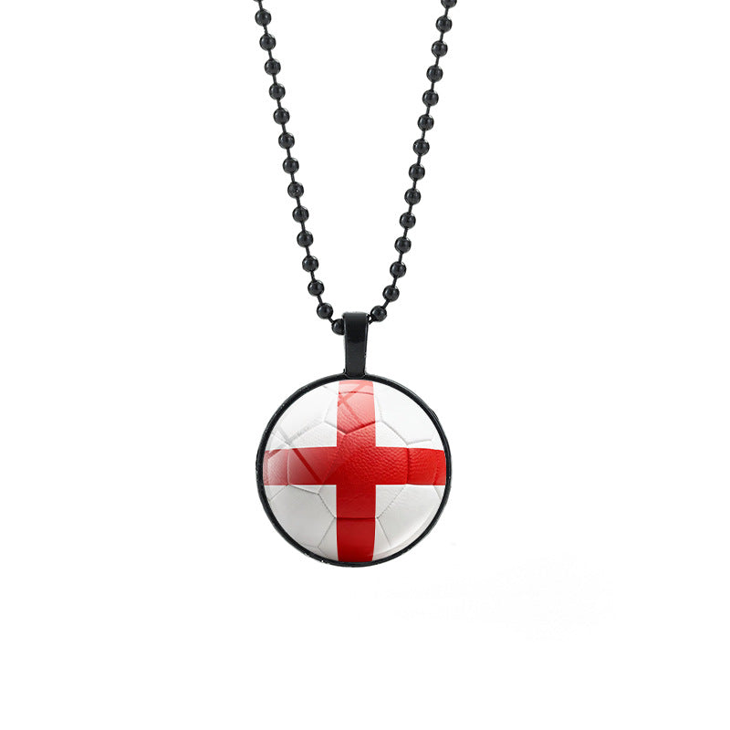 Collana Unisex Casual con Pendente Rotondo Geometrico di Cristallo e Catena a Sfera Placcata in Lega