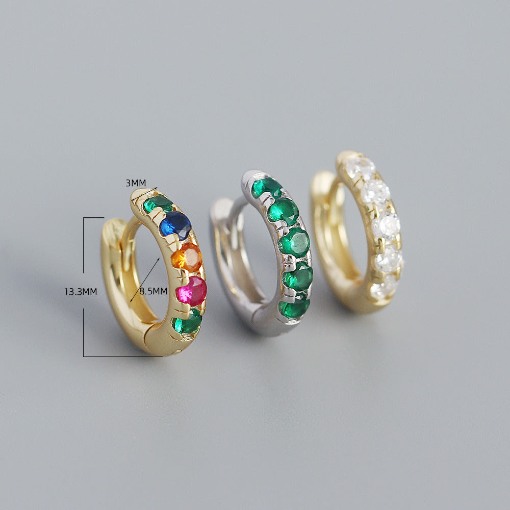 Orecchini a Cerchio di Lusso in Argento Sterling 925 con Zirconi Cubici Colorati Geometrici