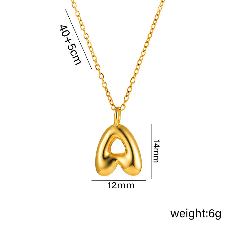 Collar minimalista de acero de titanio chapado en oro de 18 quilates con forma de letra delicada para mujer