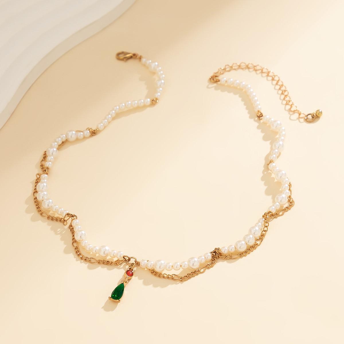 Minimalist Elegant Star Faux Pearl Alloy Plated Snake Chain Necklace for Women