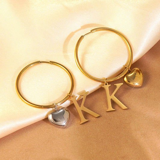 Elegant Stainless Steel Heart Letter Earrings for Women
