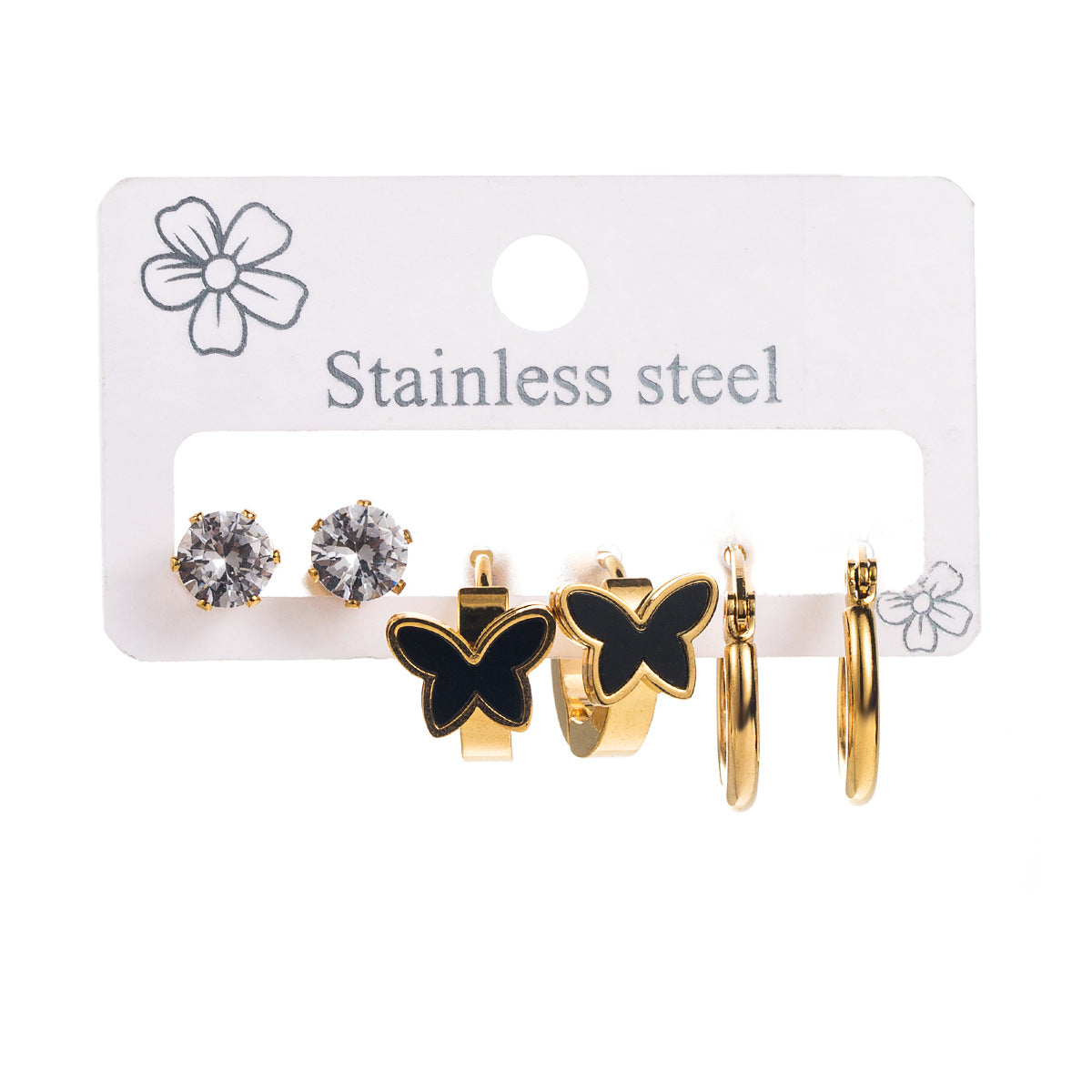 Pendientes de acero inoxidable pequeños con forma de corazón, dulces y atrevidos, con incrustaciones de diamantes de imitación para mujer