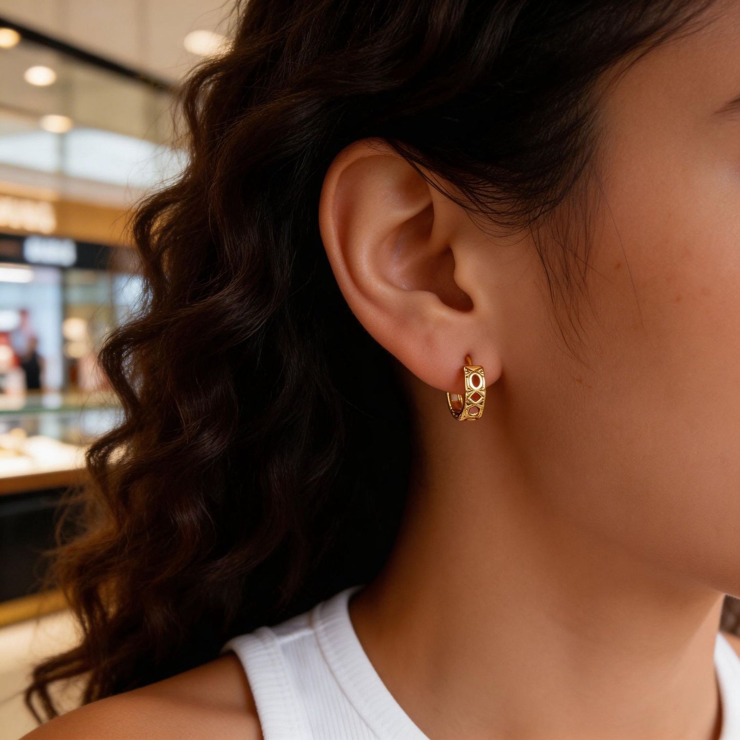 Gold Plated Brass Micro-Set Cubic Zirconia Geometric Leaf Cross Heart Round Hoop Earrings for Women