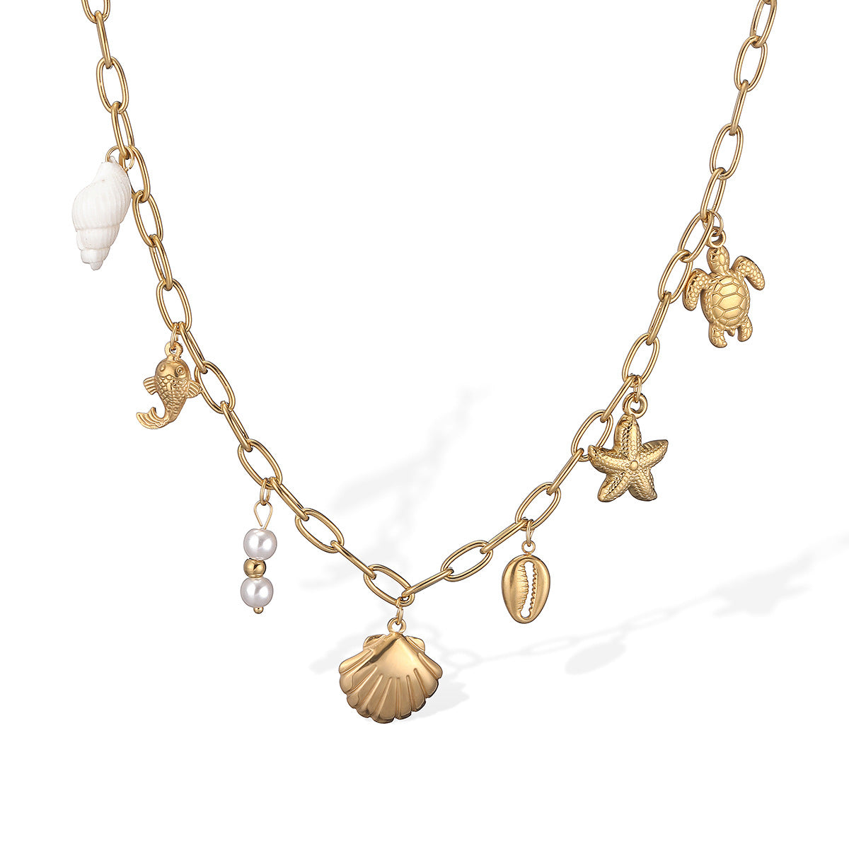 Collana con Ciondolo a Conchiglia Irregolare Minimalista in Acciaio Inossidabile Placcato Oro 18K
