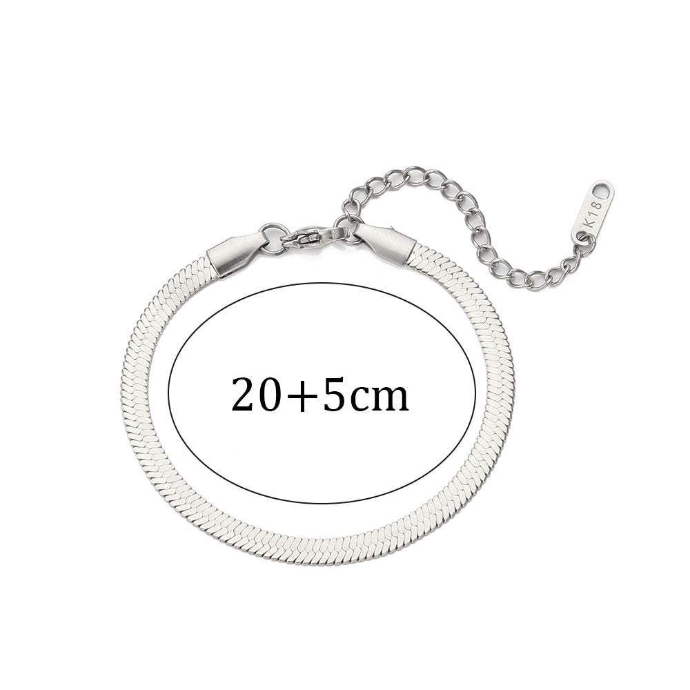Minimalist Geometric Stainless Steel Plated 18K Gold Anklet and Bracelet Set for Women