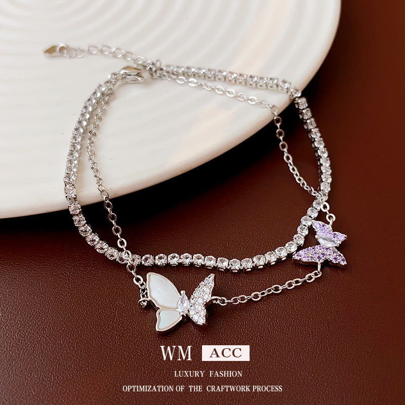 Vintage Luxury Floral Rhinestone Inlay Plated Brass Bracelet for Women