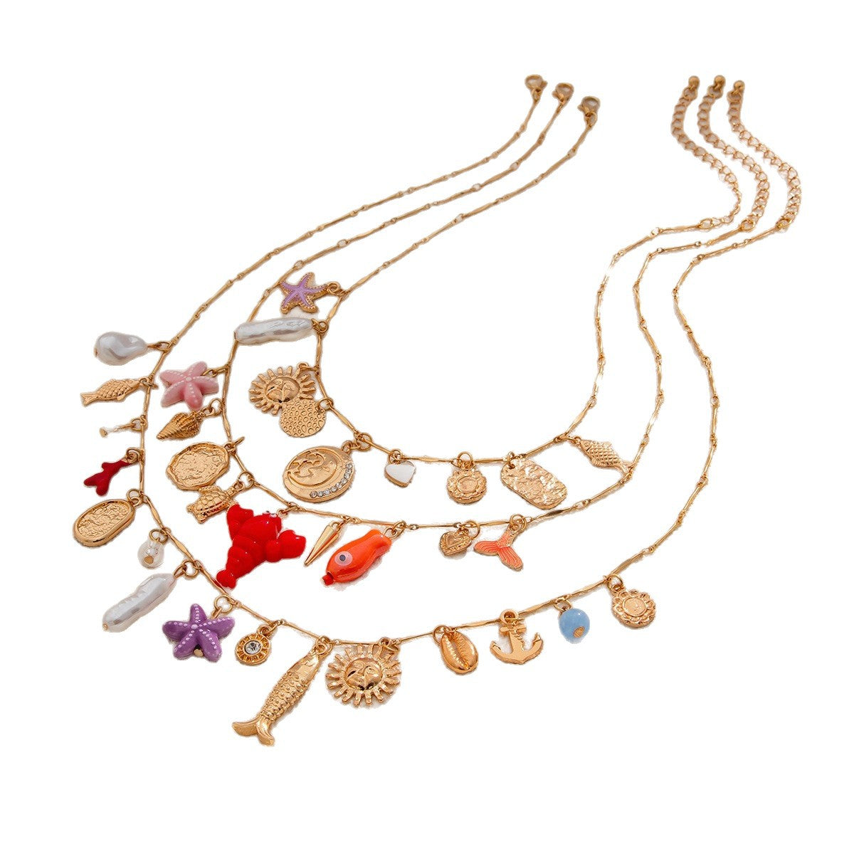 Collana pendente placcata in lega geometrica a strati per abbigliamento casual unisex