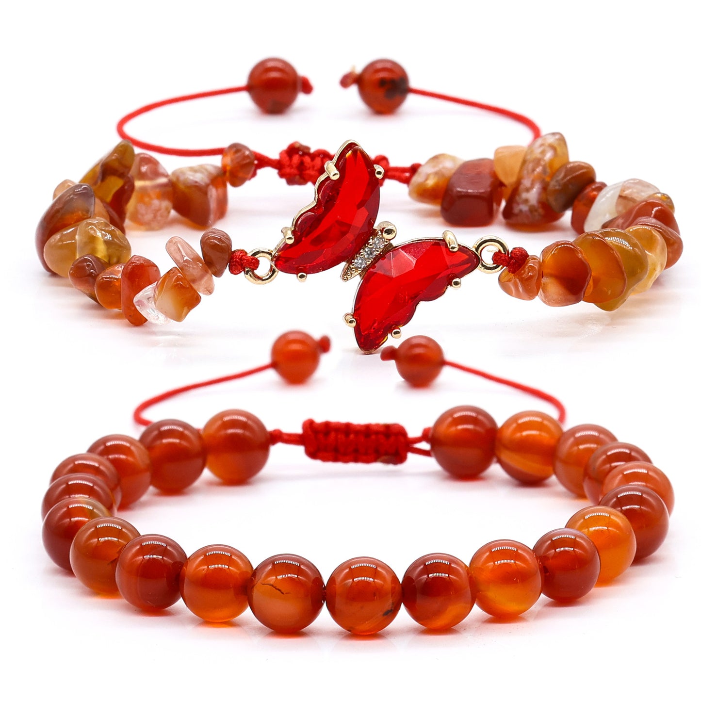 Minimalist Gradient Butterfly Crystal Bracelet with Amethyst and Citrine Chips for Women