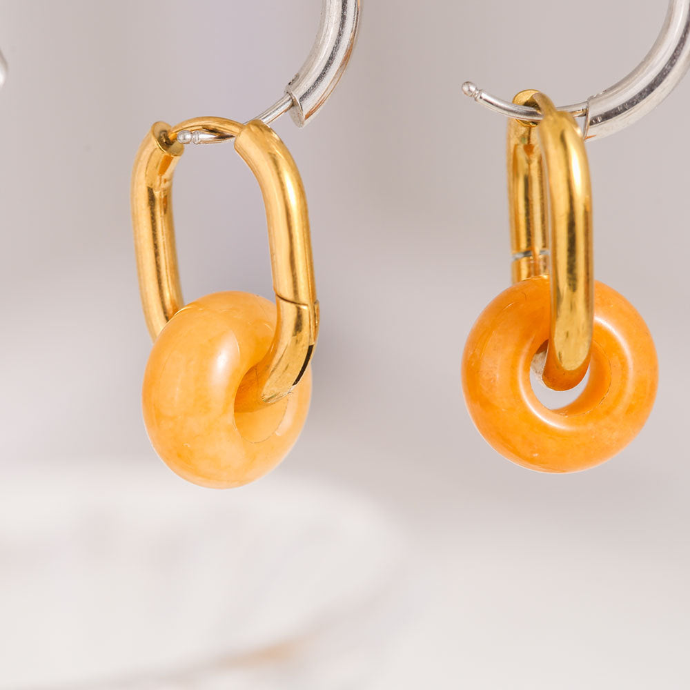 Arracadas de circonitas en forma de U de estilo natural con acabado chapado para mujer y hombre