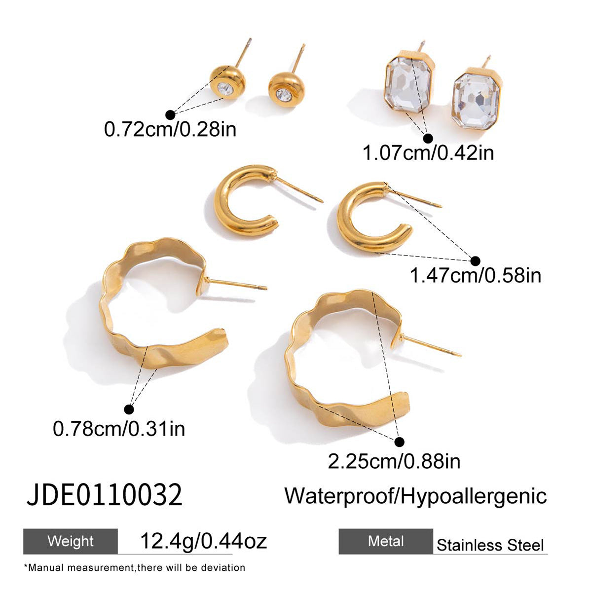 Elegant Geometric Gold Plated Stainless Steel Earrings for Women