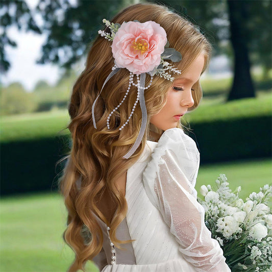 Natural Style Bow-Shaped Duckbill Hair Clip for Women Made of Plastic and Resin with Ruffled and Mesh Details for Wedding Bridesmaid Dance Events