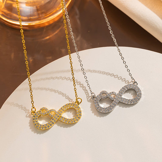 Minimalist Luxe Titanium Steel Letter Necklace for Women with Rhinestone Inlay on O-Chain