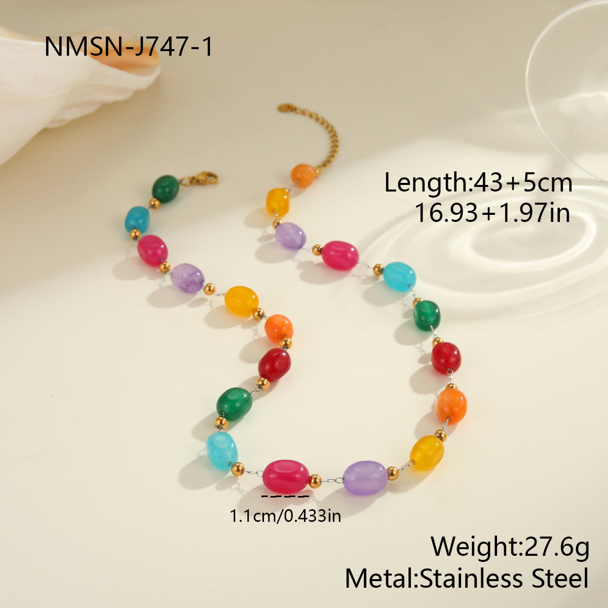 Elegante collar de acero inoxidable chapado en oro de 18 quilates con colgante geométrico para mujer