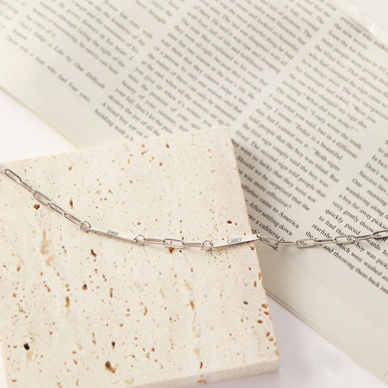 Geometric Letter Stainless Steel Plated Charm Bar Necklace Unisex