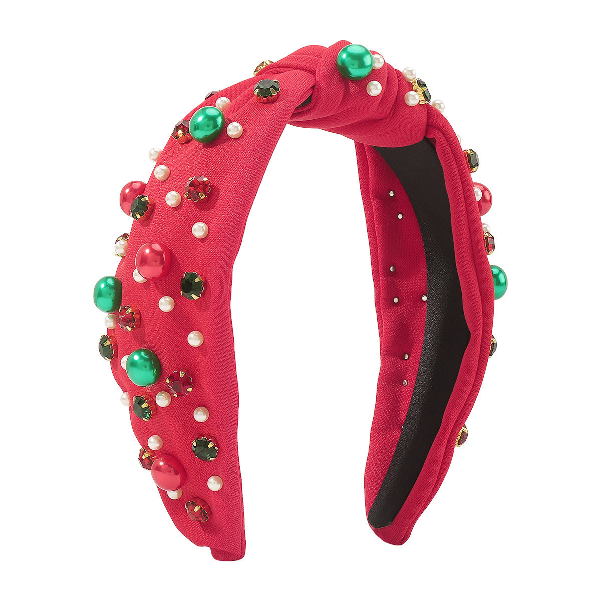 Fascia per Capelli Natalizia Dolce e Audace con Strass e Perle, Cerchietto Festivo a Fascia Larga da Donna