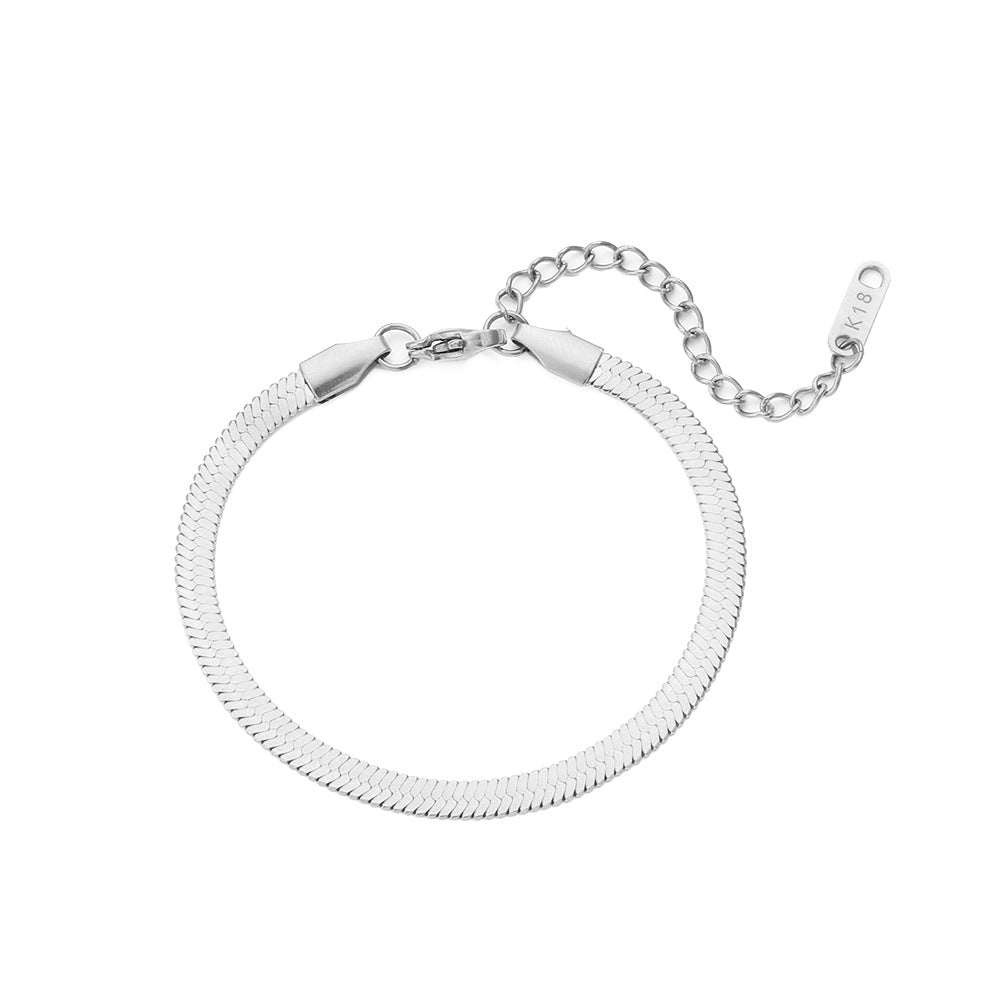 Minimalist Geometric Stainless Steel Plated 18K Gold Anklet and Bracelet Set for Women