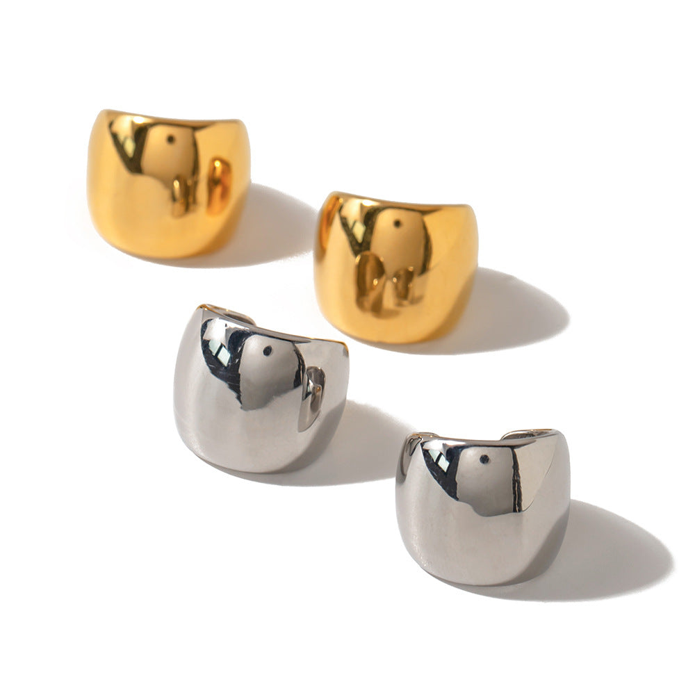 Minimalist Geometric Stainless Steel Ear Clips with Plated Finish for Women Fox-Inspired Animal Design Elegant Cold-Tone Earrings