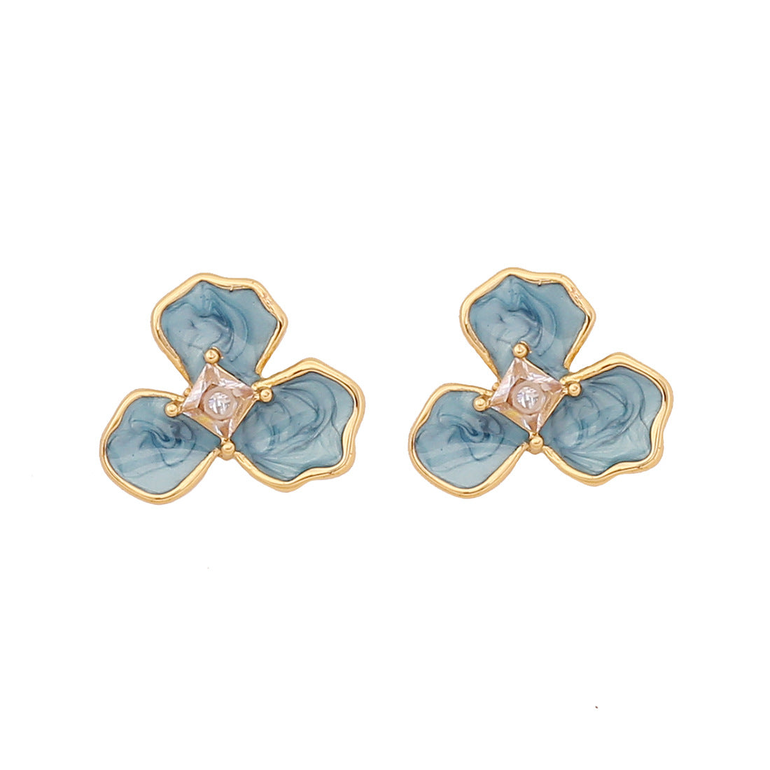 Orecchini a perno in acciaio inossidabile smaltati floreali vintage con design a petalo