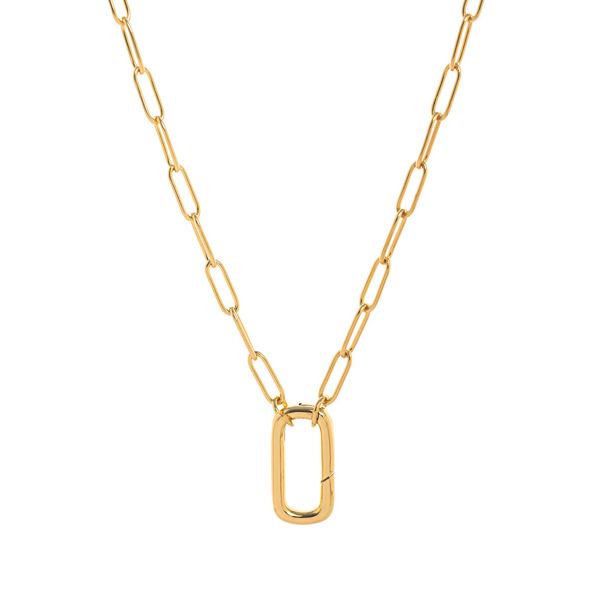 Minimalist 18K Gold Plated Brass Heart Round Square Geometric Pendant Necklace