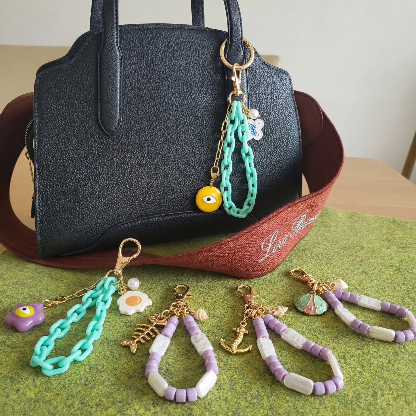 Sweet Floral Alloy DIY Charm Bar Bag Pendant Keychain Accessory