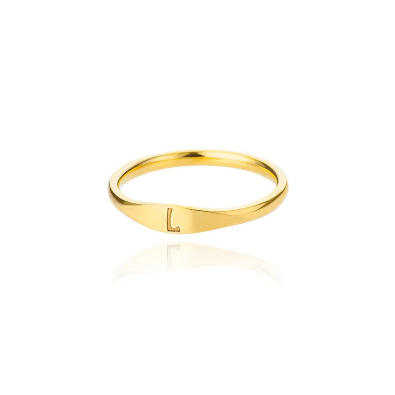 Minimalist Luxury Plated Stainless Steel Letter Ring Unisex