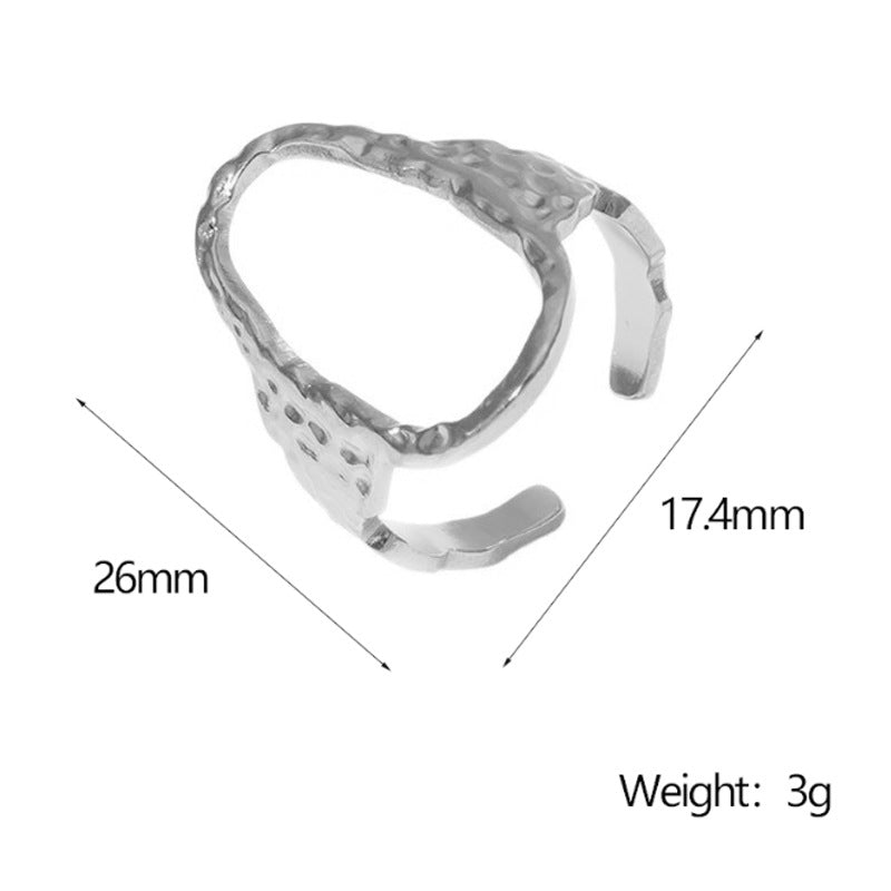 Minimalist Geometric Oval Open-Finger Stainless Steel Ring for Women with Plated Finish