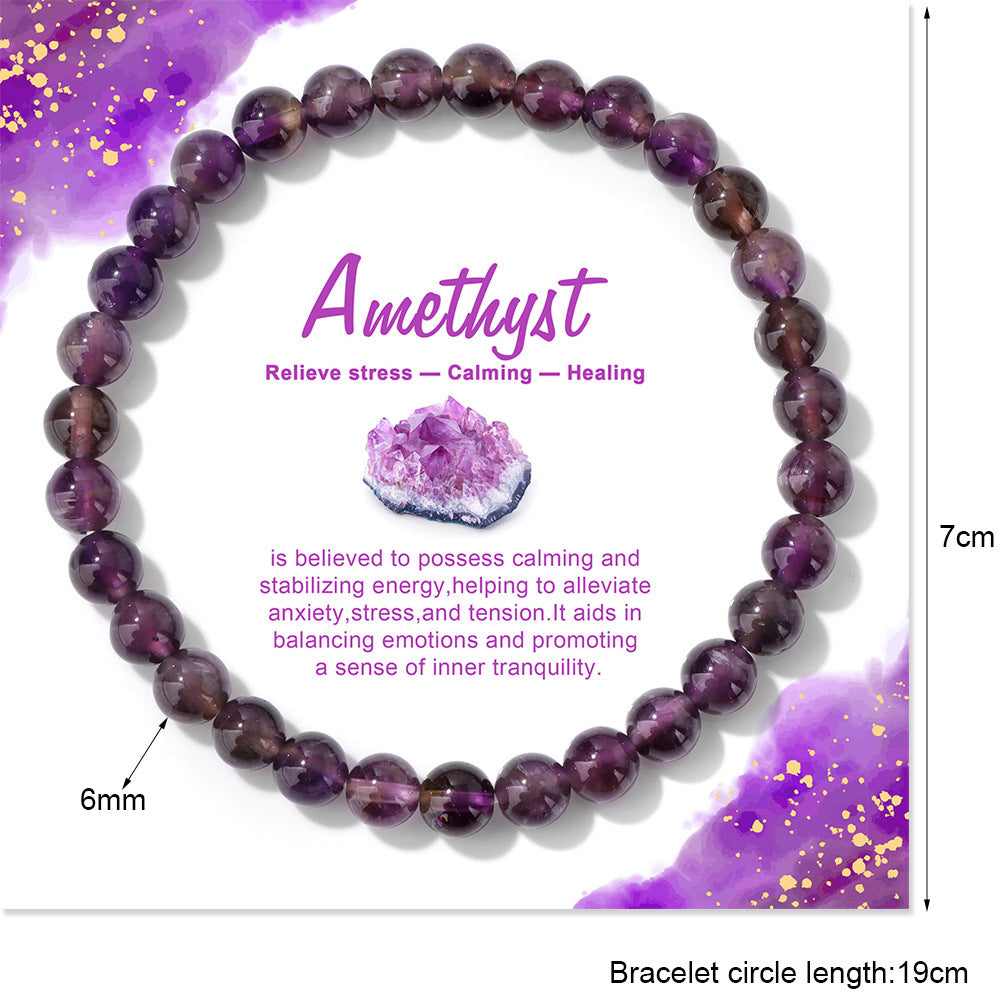 Natural Stone Beaded Bracelet 6mm Turquoise Amethyst Citrine Elastic Stretch Bangle Unisex Jewelry